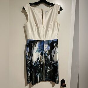 Elegant White and Blue Floral Milly Dress